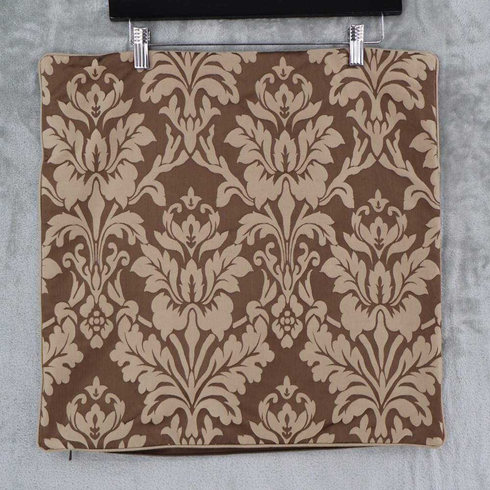 Restoration Hardware Damask Pillow Covers 2 Silk Cotton 18.5x18.5 Damask Brown
